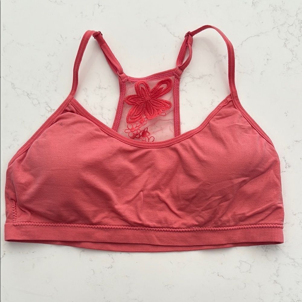 Pink Lace Detail Bralette.  Size XL. International intimates.